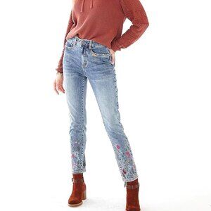 NWOT FDJ French Dressing Embroidered Floral Suzanne Pencil Ankle Jean Size 4